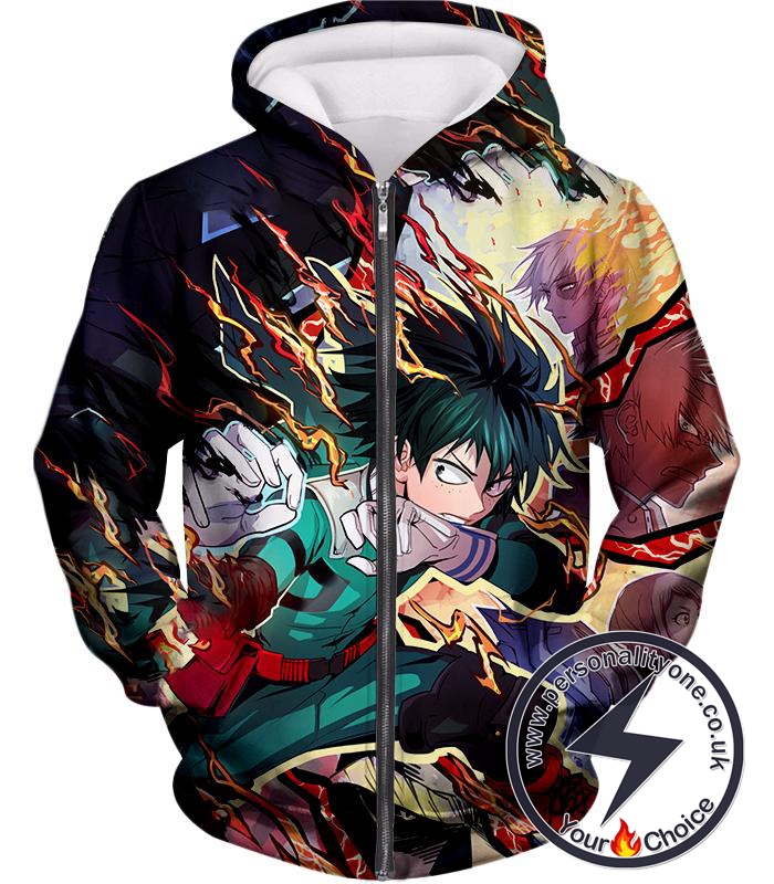 My Hero Academia Awesome Hero Izuki Midoriya One for All Quirk Zip Up Hoodie